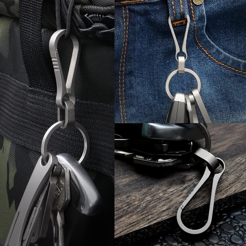 PJYTAC مشبك مفاتيح كارابيني من التيتانيوم، مشبك مفاتيح قوي بتصميم بسيط، حامل مفاتيح EDC مع خطافات سريعة التحرير - Image 2